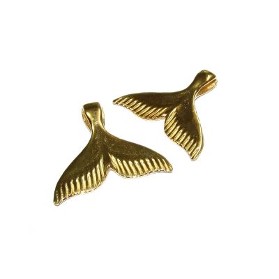 14K Gold Plated Large Whale Tail Pendant