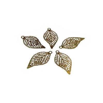 14K Gold Plated Large Netted Leaf Pendant