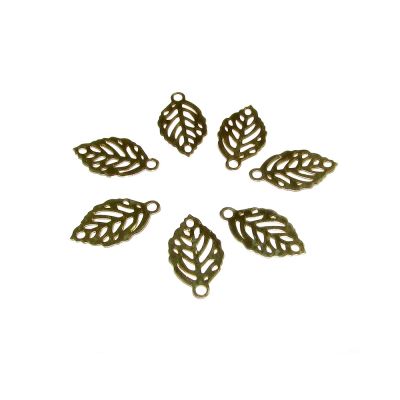14K Gold Plated Netted Small Leaf Pendant