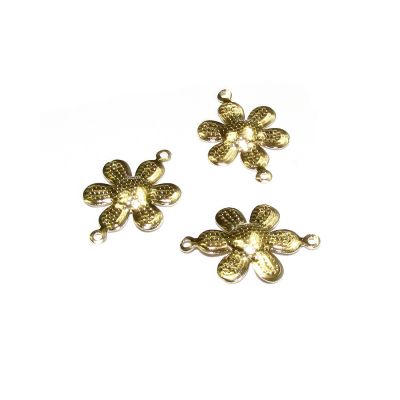 14K Gold Plated Flower Pendant  With Two Rings