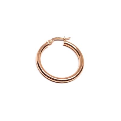 14K Rose Gold Hoop Tube Earring 25X2.5mm W/Snap