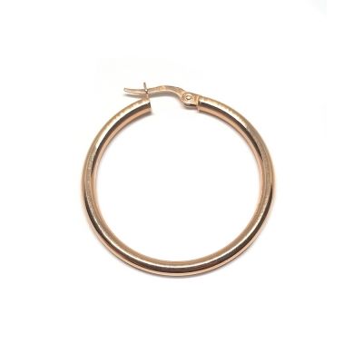 14K Rose Gold Hoop Tube Earring 34X2.5mm W/Snap