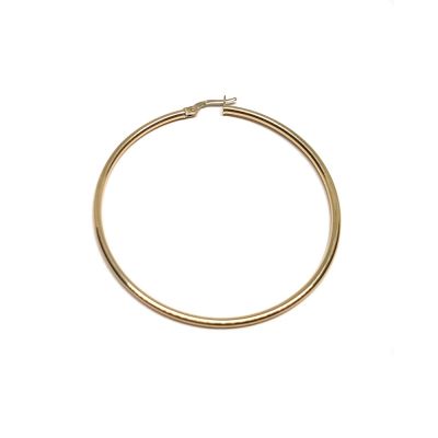 14K Yellow Gold Hoop Tube Earring 55X2mm W/snap