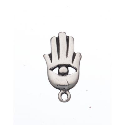 925 Sterling Silver Hamsa With Top Ring Pendant 15mm