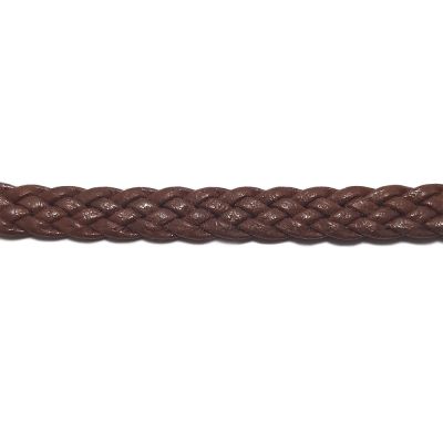 Dark Brown Braided Leather Flat Cord 6mm
