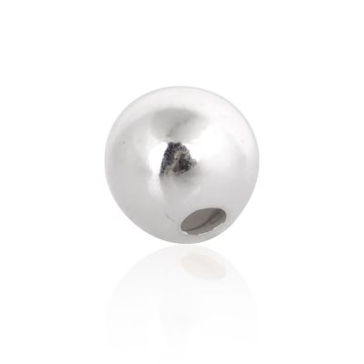 925 Sterling Silver Two Hole Plain Bead 6mm (Hole 1.2mm)