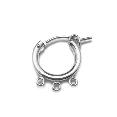 925 Sterling Silver 10mm Tube Hoop Earring W/3 Loops
