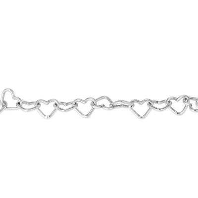 925 Sterling Silver Rolo Heart Link Chain 4mm