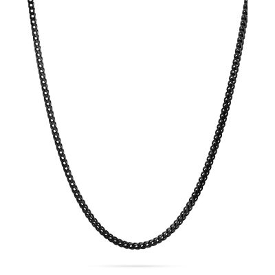 925 Sterling Silver Black Foxtail Chain 2.5mm