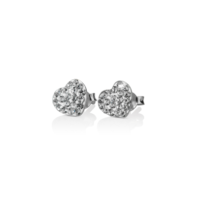 Silver 925 Heart Earring With Zircon 9 mm