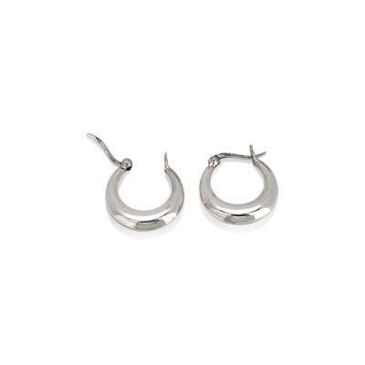 925 Sterling Silver Gypsy Earring half round 19 mm