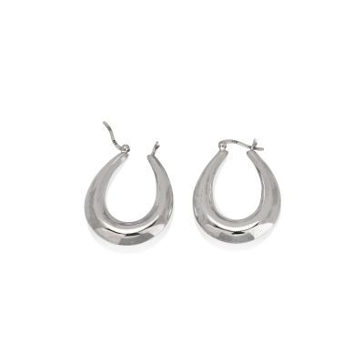 925 Sterling Silver Gypsy Earring Oval Length 38 mm