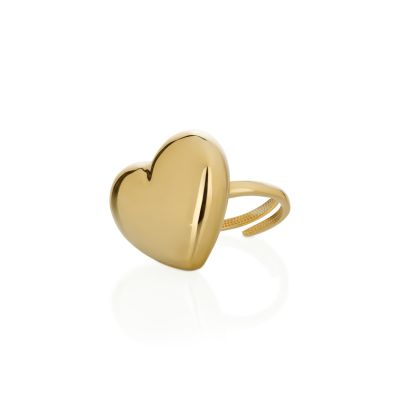 Adjustable Gold Plated Silver Ring with Large Heart