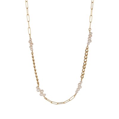 Gold Plated Silver Necklace with pearls
