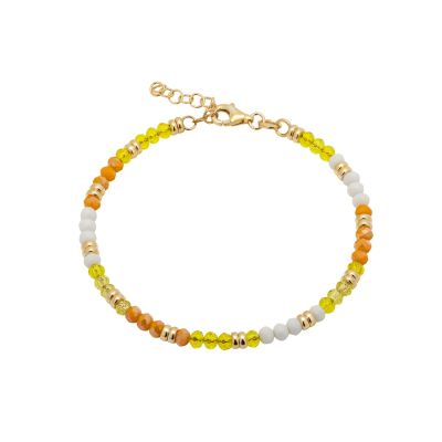 Gold Plated Silver bracelet with yellow and white crystal beads