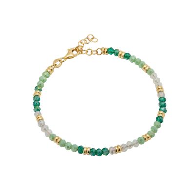 Gold plated silver bracelet with shades of green crystal beads