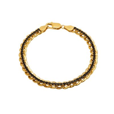 Gold plated silver bracelet with black CZ stones