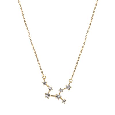Gold Plated Silver Zodiac Necklace with 7 CZ stones - Virgo