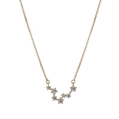 Gold Plated Silver Zodiac Necklace with 7 CZ Stones – Pisces
