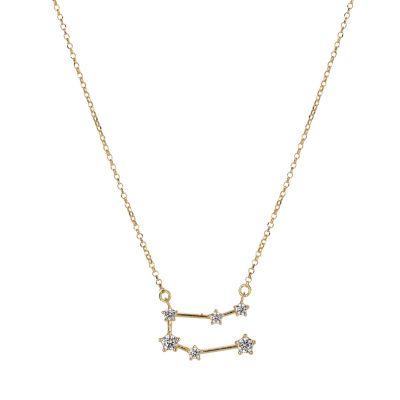 Gold Plated Silver Zodiac Necklace with 6 CZ Stones – Gemini