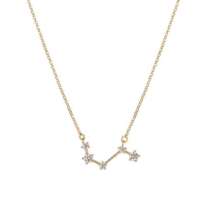 Gold Plated Silver Zodiac Necklace with 5 CZ Stones – Aries