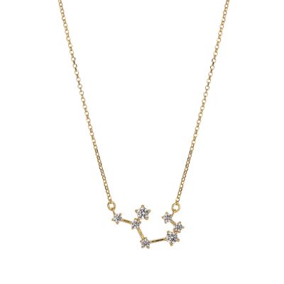 Gold Plated Silver Zodiac Necklace with 7 CZ Stones – Sagittarius 