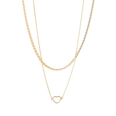 Gold plated silver 2 row necklace with hearts and extender