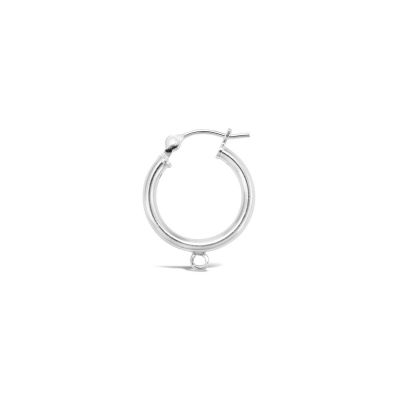 925 Sterling Silver Tube Hoop Earring 15X2mm W/Snap +Ring