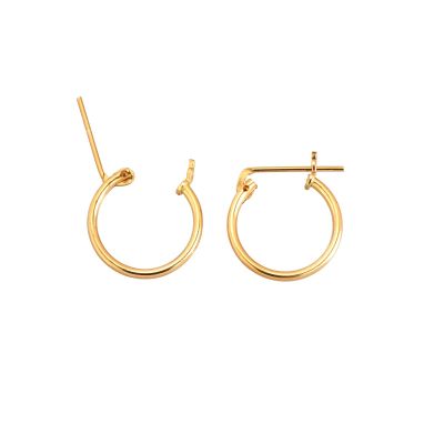 Yellow Gold Filled Tube Hoop Earring W/Snap 12mm 