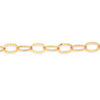 Yellow Gold Filled Hammered Oval 3X4mm Rolo Chain