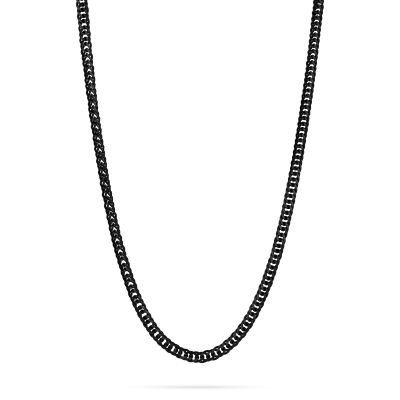 925 Sterling Silver Black Flat Curb Link Chain1.9X5mm