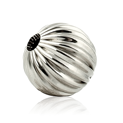 14K White Gold Corrugated Bead 8mm (074Brs17400001)