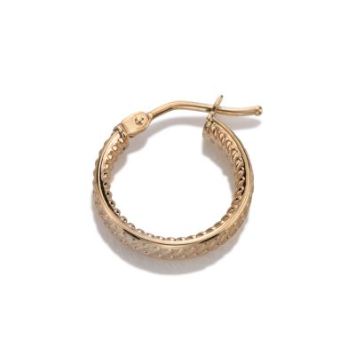14KY Gold Textured Hoop Earring 3X14mm
