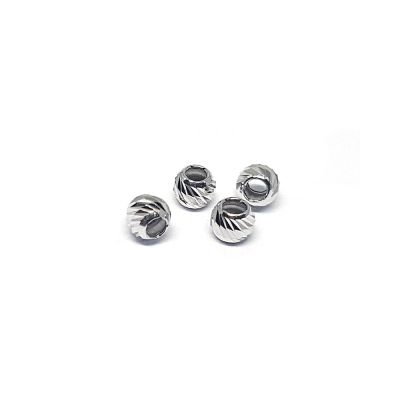 925 Sterling Silver Corrugated Bead 4mm (Hole Size 1.5mm)