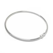 925 Sterling Silver Bangle 2.5mm Round Wire/65mm OD with snap closer
