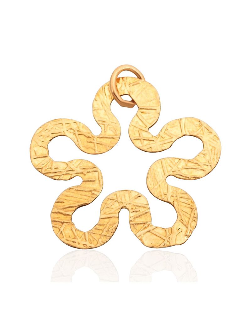 Yellow Gold Filled Flat, Hollow And Hammered Flower