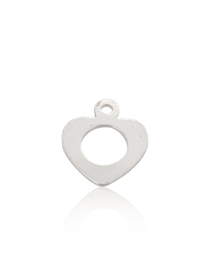 925 Sterling Silver Flat Plain Hollowed Heart Pendant