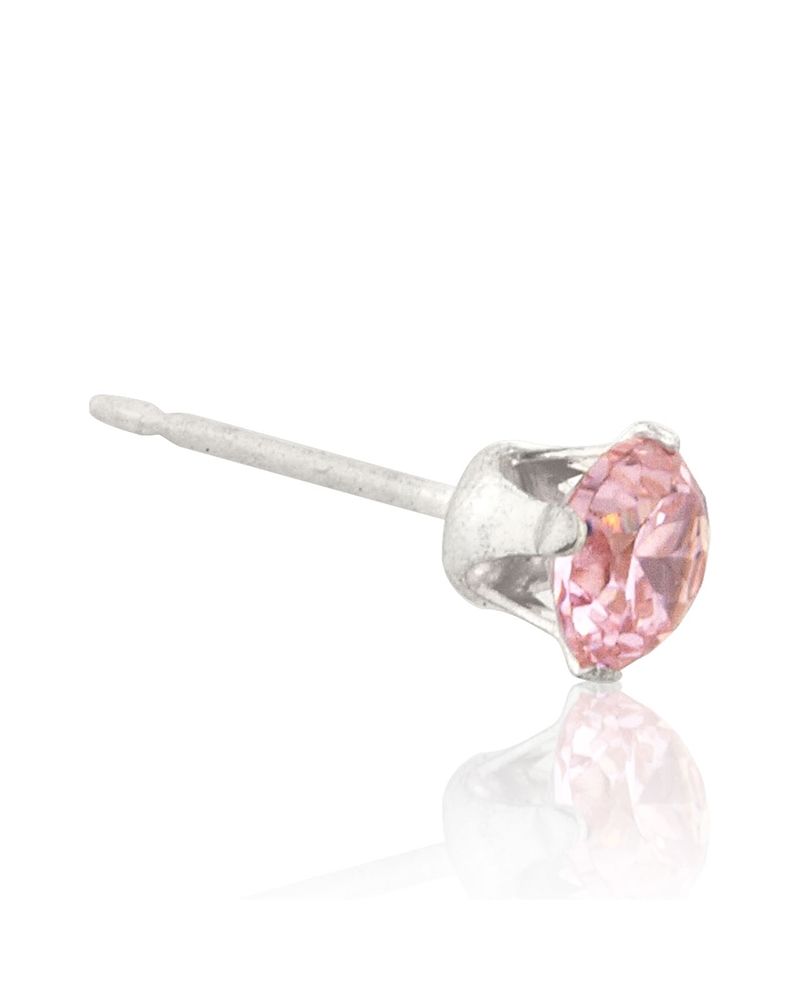 925 Sterling Silver 4mm Buttercup Earring +Fuchsia Stone