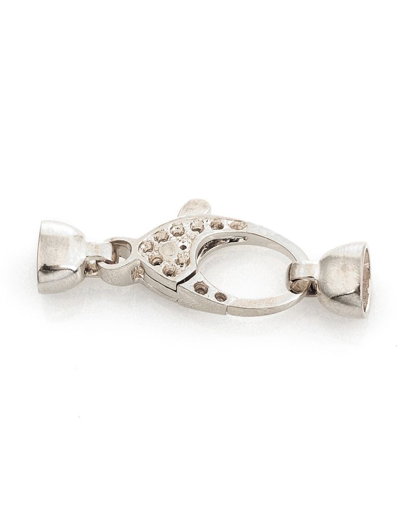 18K White Gold Large Fishlock Clasp 26mm + 8mm Endcups
