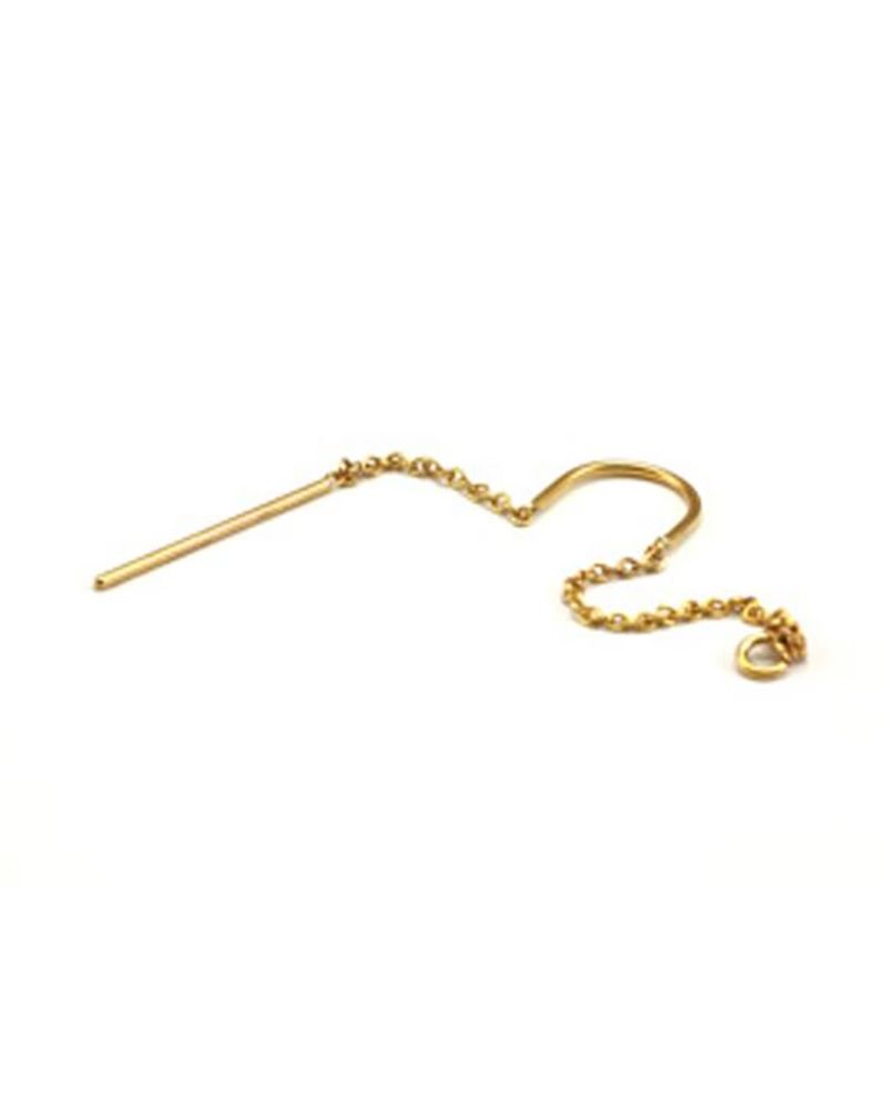 Gold Filled Threader Chain Earring with Center U Bar
