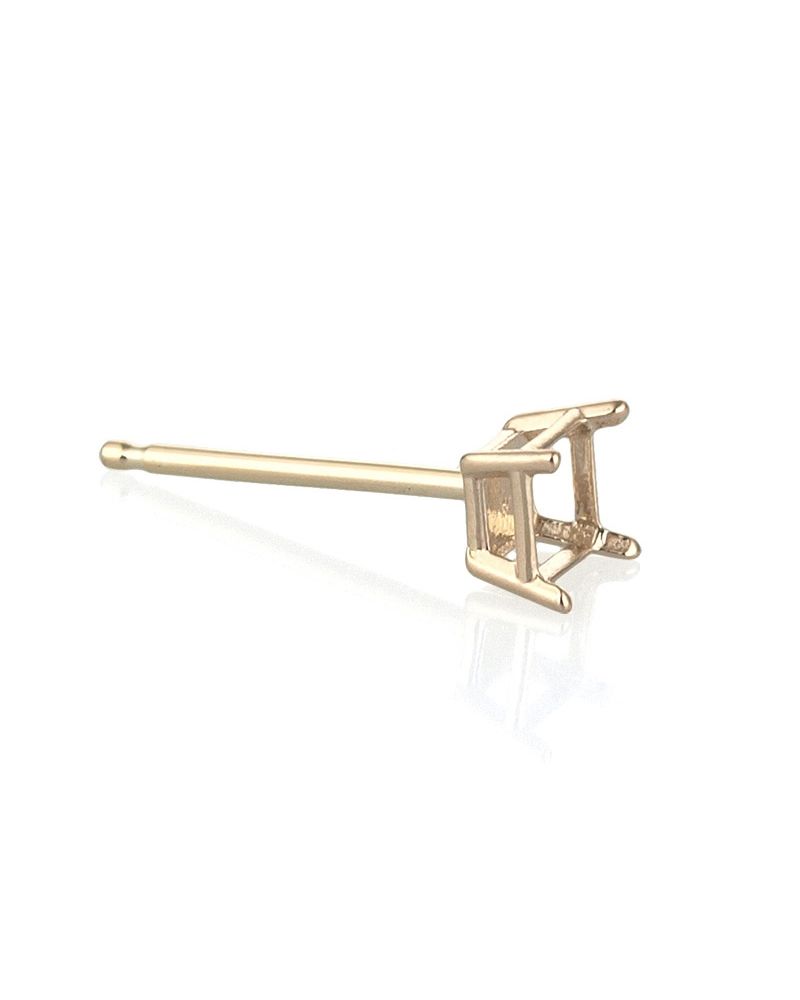 14K Yellow Gold 4 Prong Lightweight Basket Earring W/Seats 3mm (36454-02Fa-000)