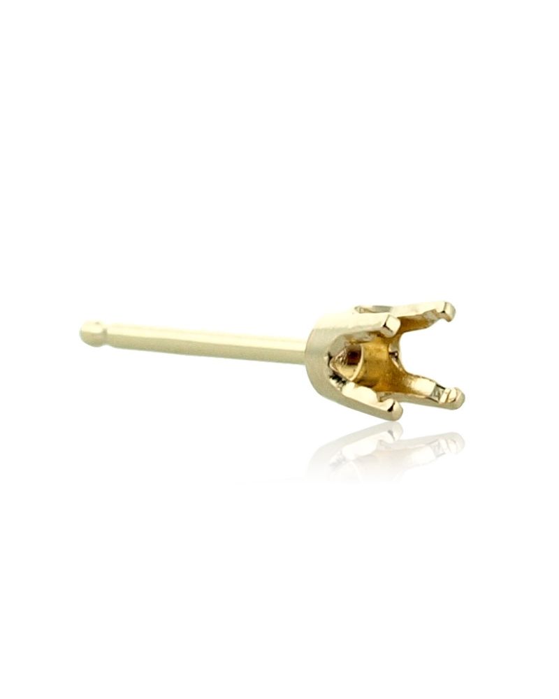 14K Yellow Gold 4 Prong Tiff Earring Setting W/Seats 7Pt (10707-02Fa-000)