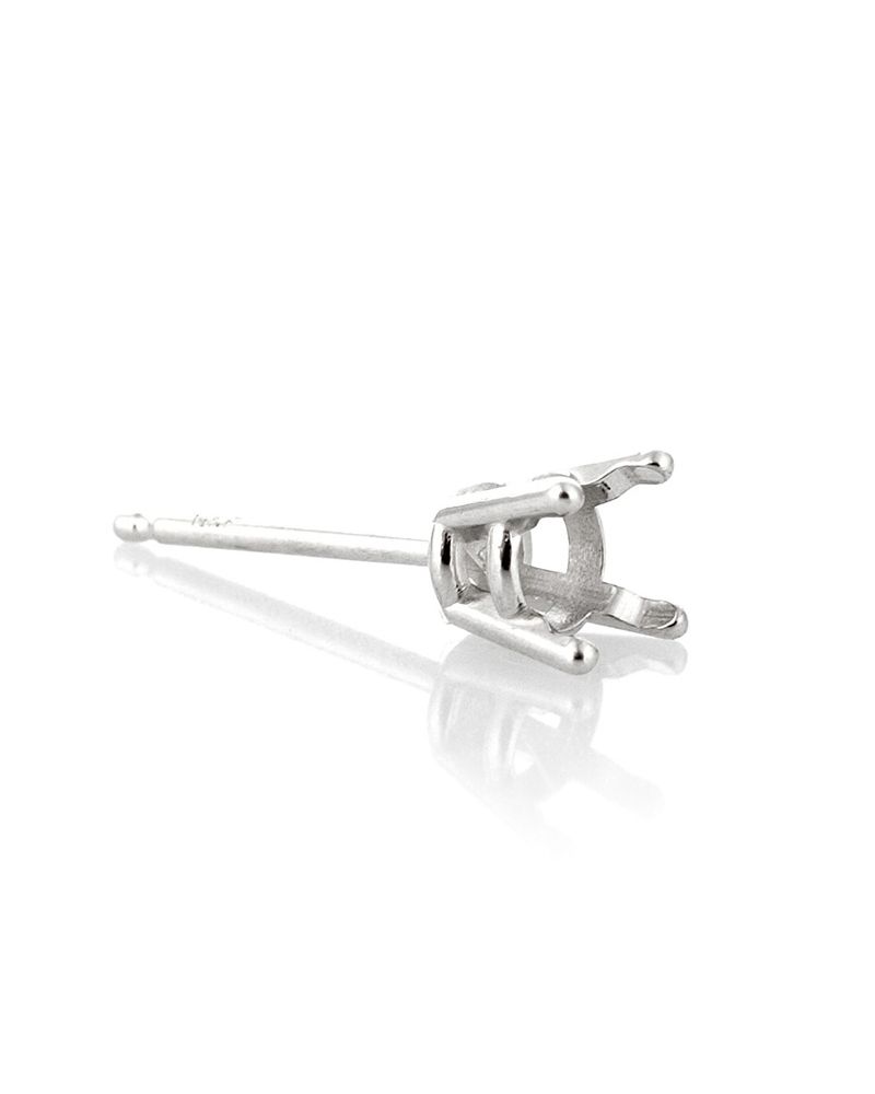 14K White Gold Round Basket Setting Earring W/Seats 25Pt (14Xe1019Kp)