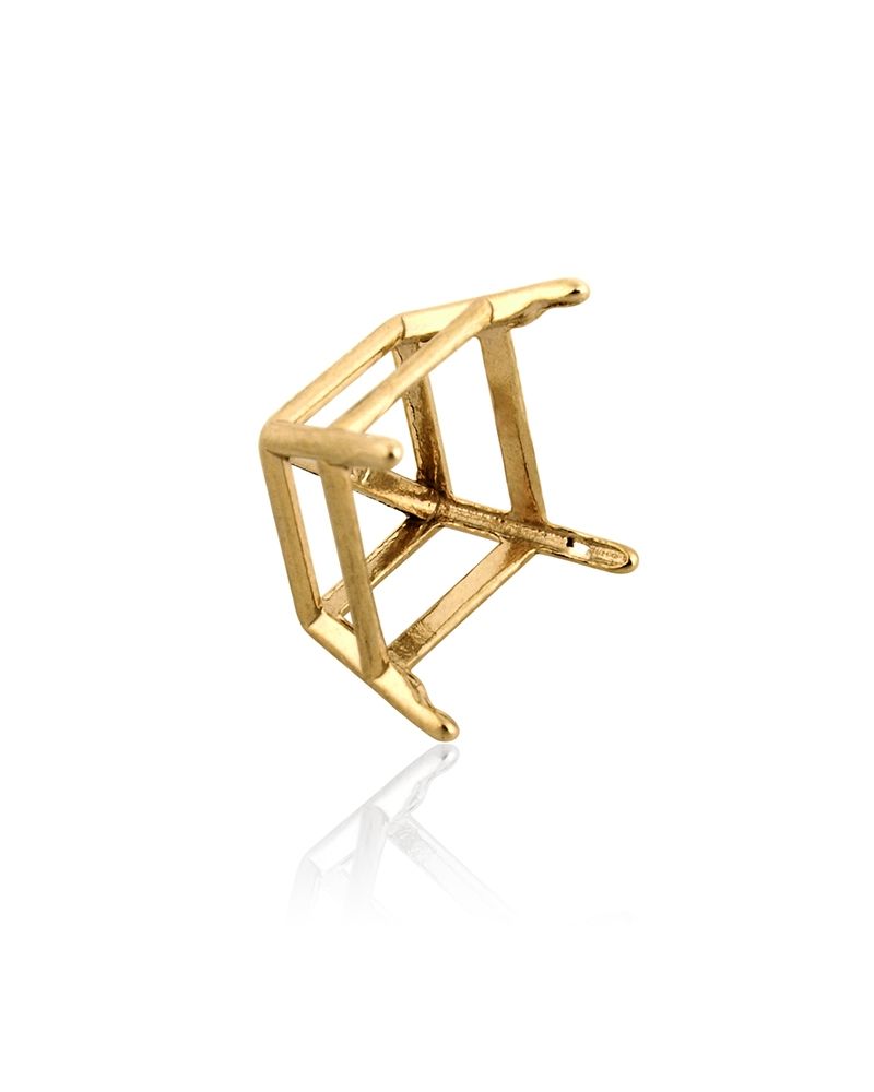 14K Yellow Gold Square 4-Prong W/Seats Basket Cast 2.5Ct (7.5mm) (14K4615P-Sp)
