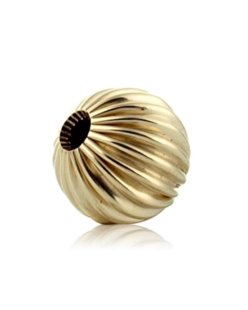 14K Yellow Gold Corrugated Bead 7mm (060-070 Hole 064Brs10700001)