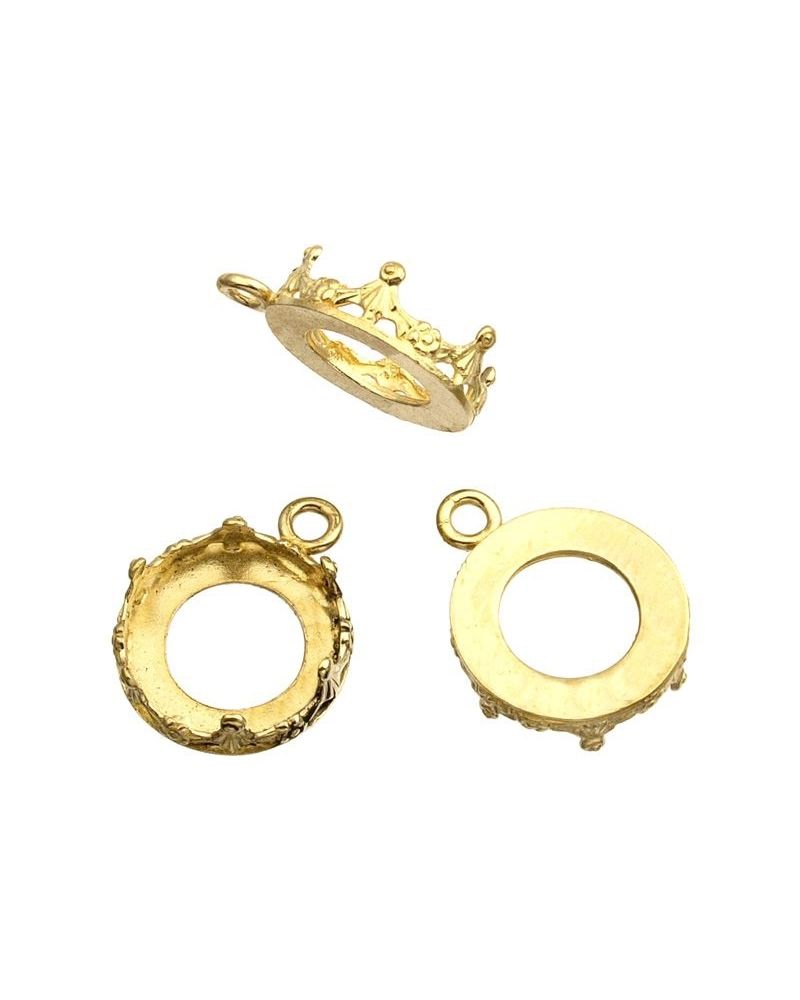 Brass Bezel Cup 12mm Gallery 1231H Flat Back +Ring