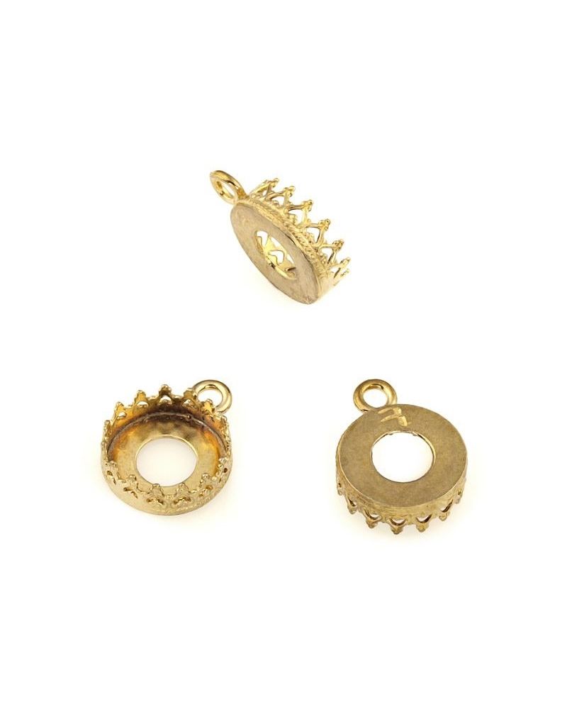 Brass Bezel Cup 10mm Gallery 714H Flat Back +Ring