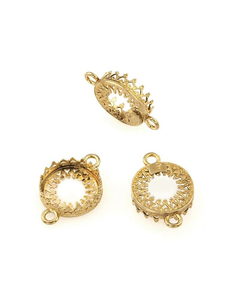Brass Bezel Cup 12mm Gallery 714H Both Sided +2 Rings