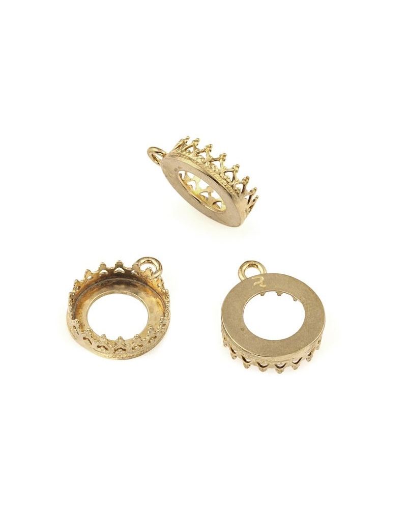 Brass Bezel Cup 12mm Gallery 714H Flat Back +Ring