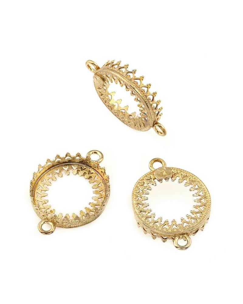 Brass Bezel Cup 16mm Gallery 714H Both Sides +2 Rings